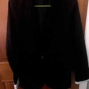 Black blazer with pinstripe sleeve detail